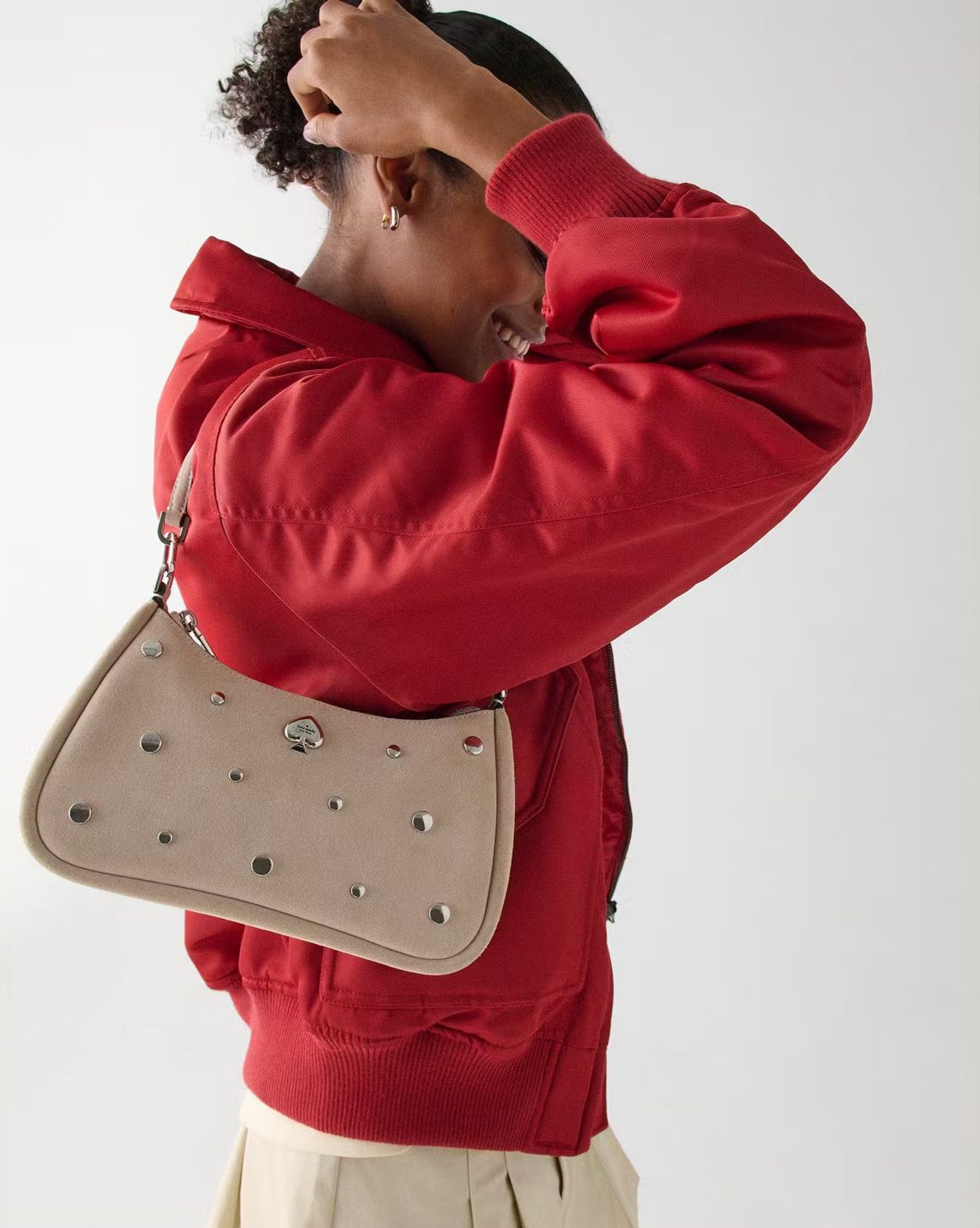 Cartera Kate Spade Shoulderbag Kayla Mediana Beige Tachas