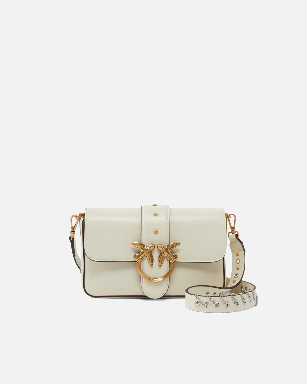 Cartera Pinko Love One Mini Slouchy Hebilla Sinsajos blanco