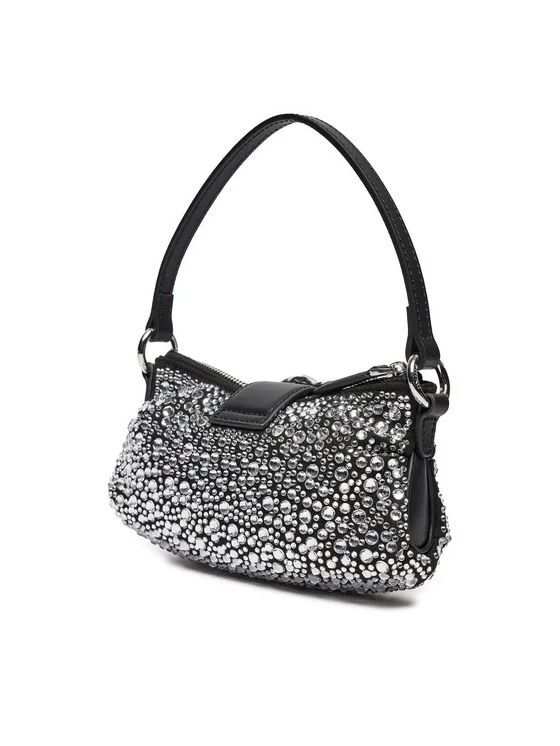 Cartera Pinko Jolene Baby Brillos plateados Cuero Negro