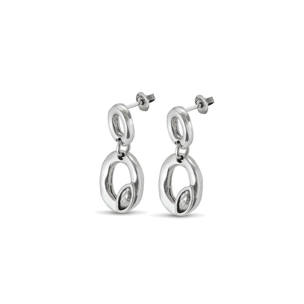 Aros Uno de 50 Together con forma de óvalo y cristal color gris claro