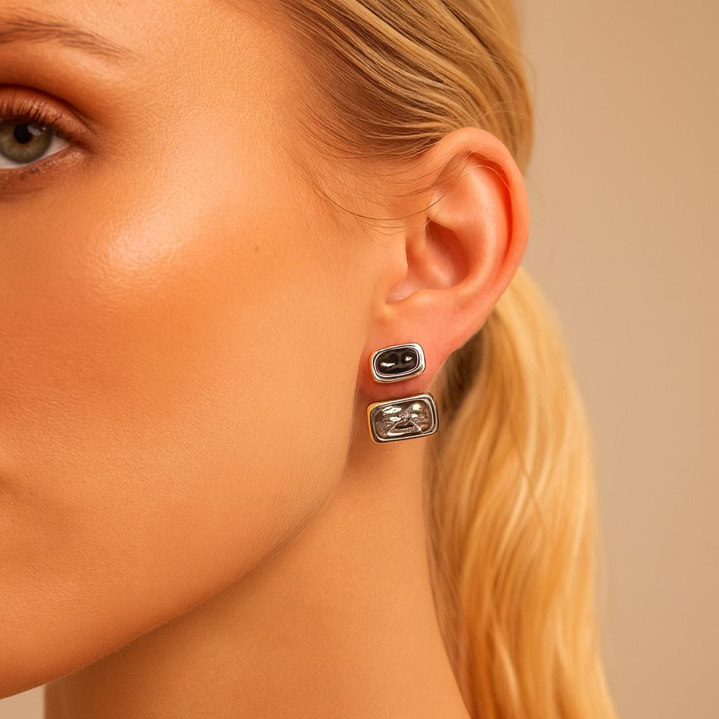 Aros Uno de 50 Name Boa Dos piedra horizontales rectangulares gris y transparente