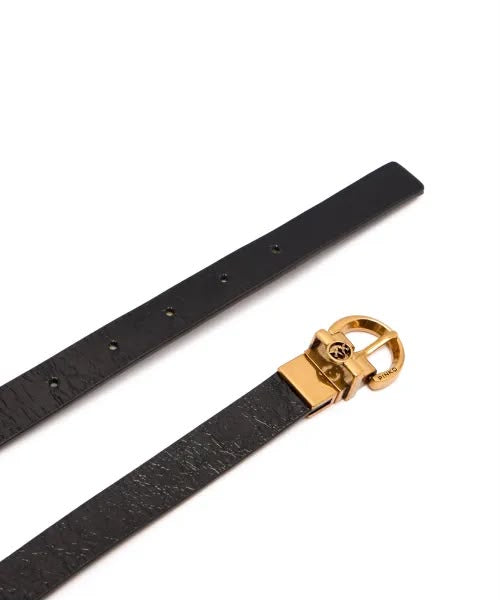 Cinturon Pinko Reversible Brillante Negro y Verde Olivo
