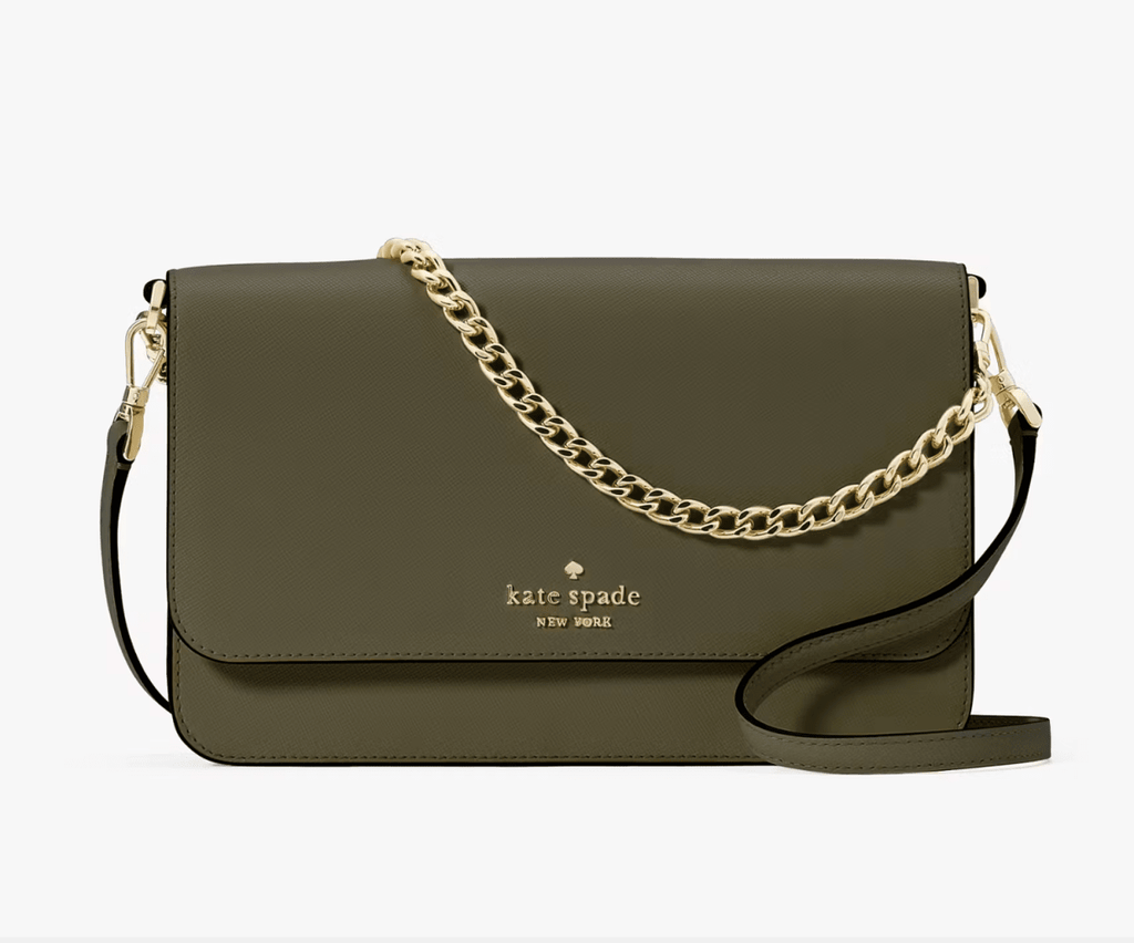Cartera Kate Spade Madison Con tapa y cadena cuero Verde Musgo