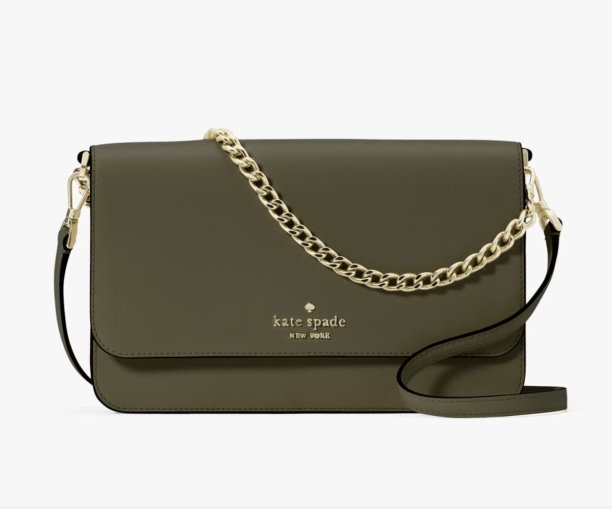 Cartera Kate Spade Madison Con tapa y cadena cuero Verde Musgo