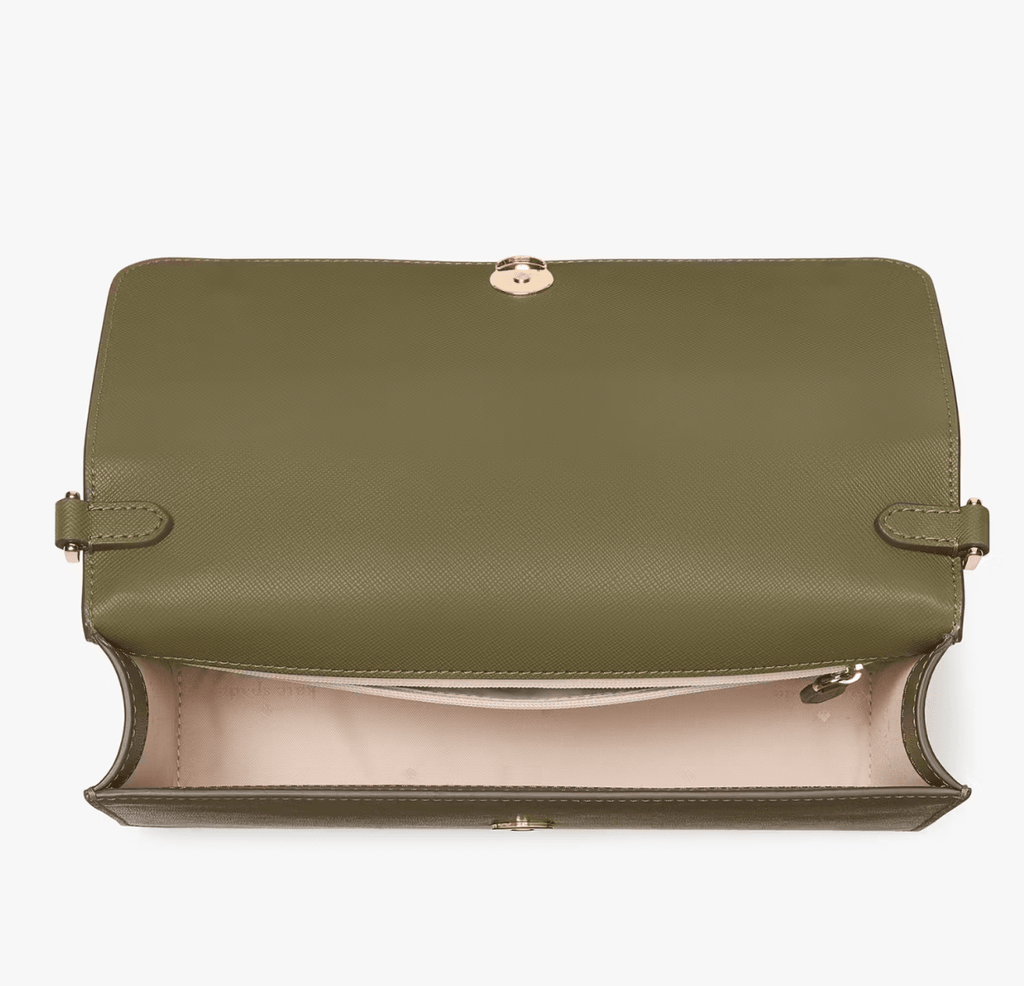 Cartera Kate Spade Madison Con tapa y cadena cuero Verde Musgo
