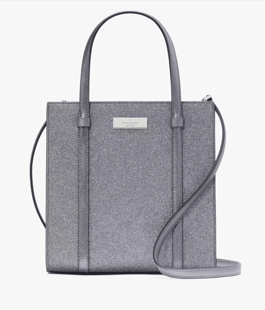 Cartera Kate Spade Kenzie Small Glitter Plateado