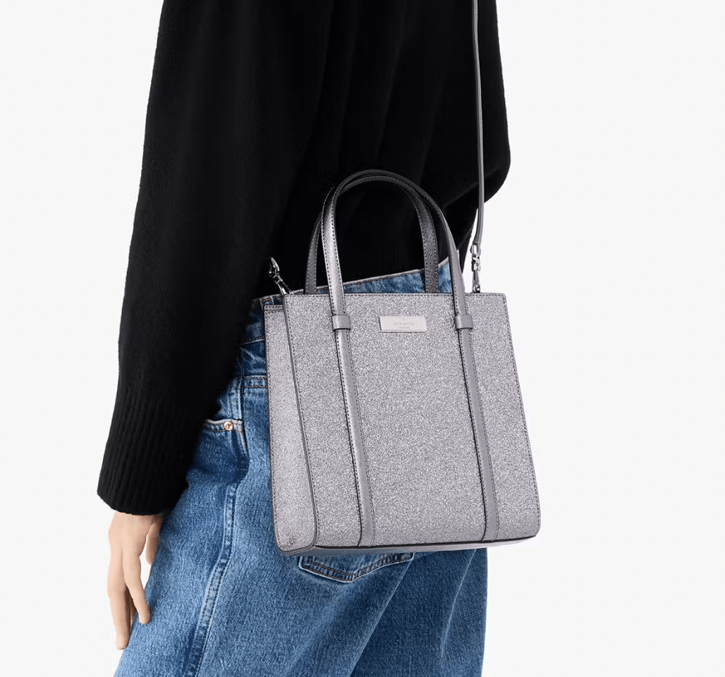 Cartera Kate Spade Kenzie Small Glitter Plateado