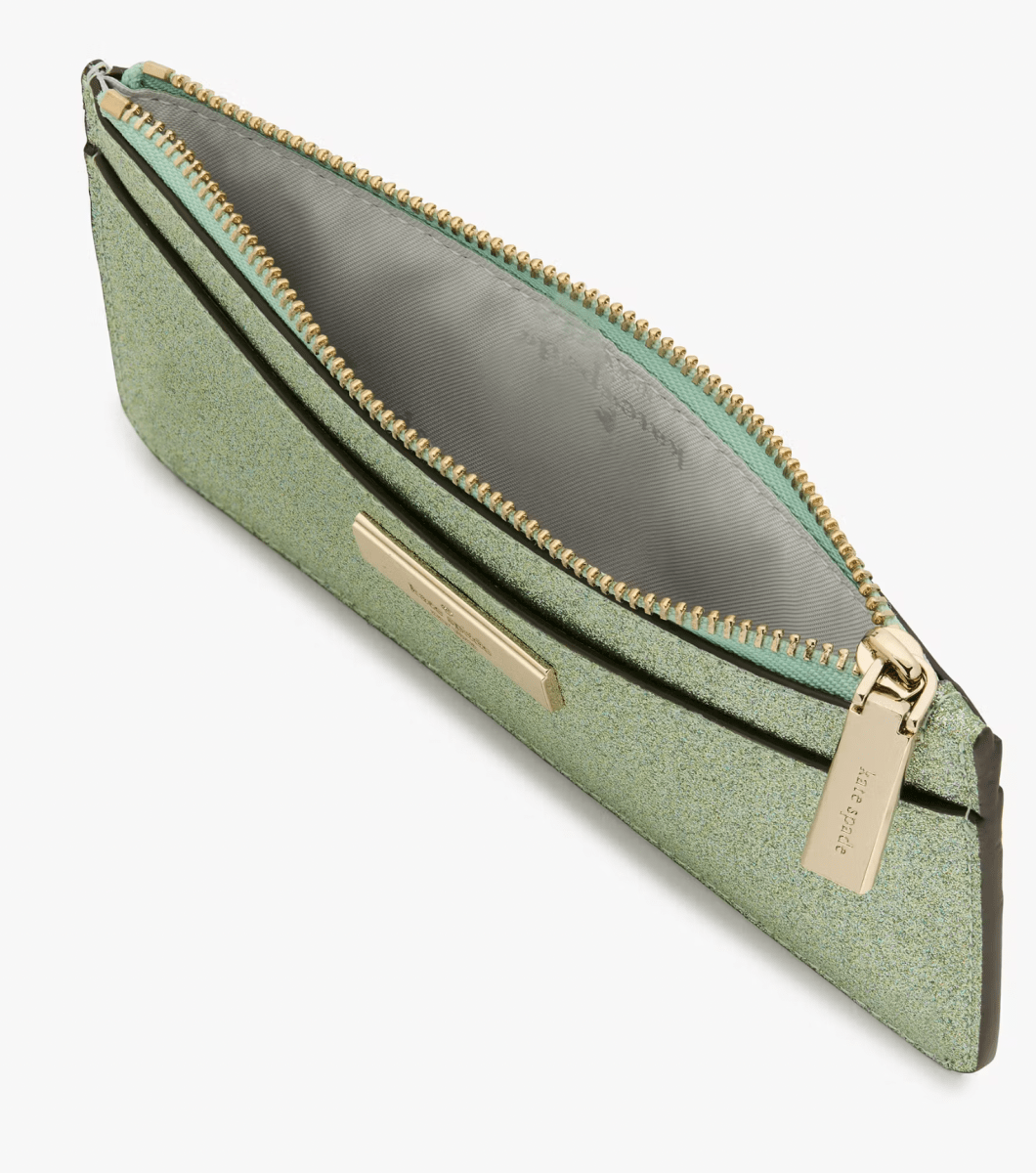 Tarjetero Kate Spade Kenzie Grande con Monedero Verde Glitter