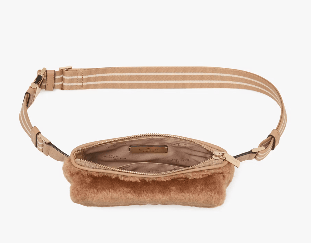 Riñonera Kate Spade Rosie Cuero Peludo Camel