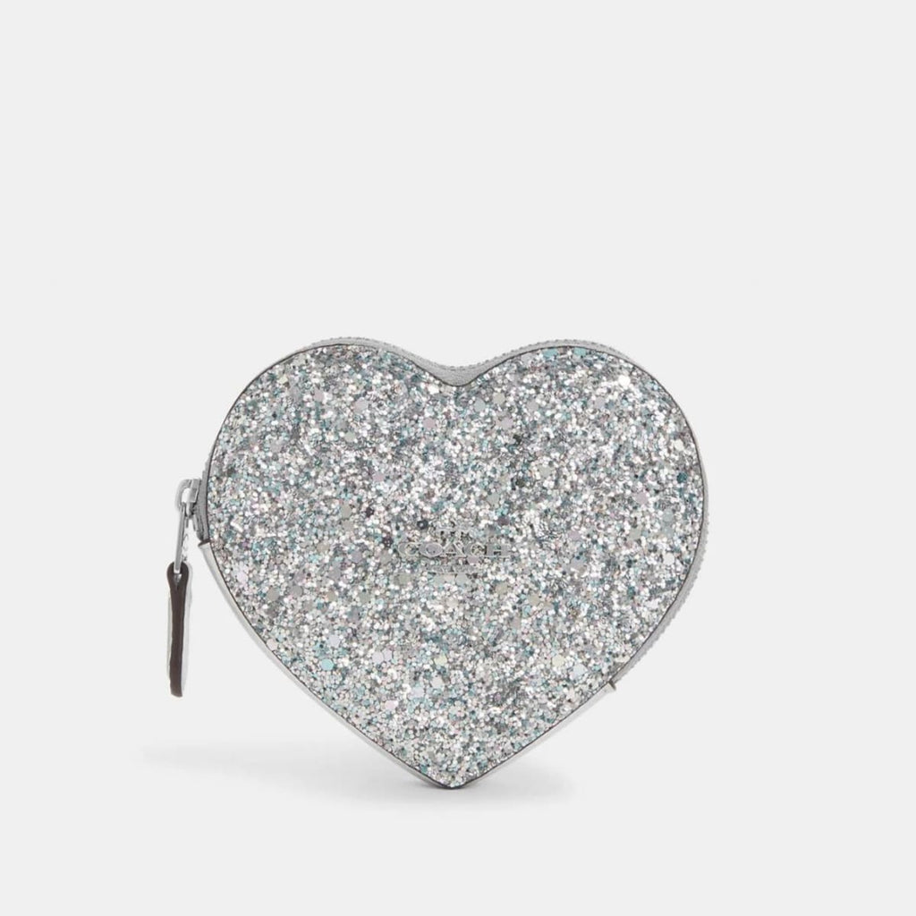 Monedero Coach Corazon plateado glitter