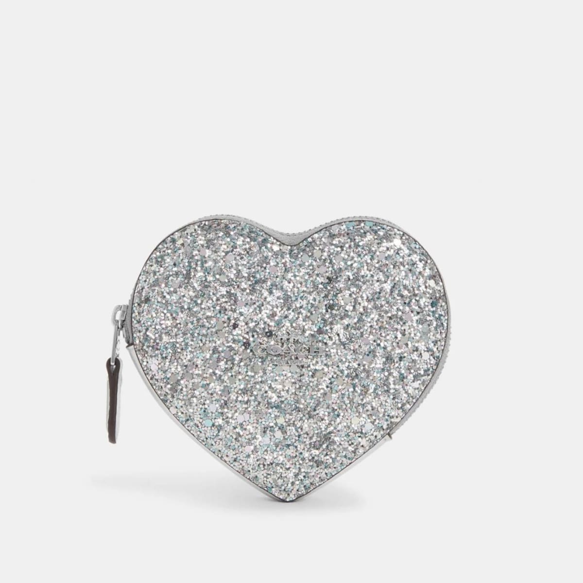 Monedero Coach Corazon plateado glitter