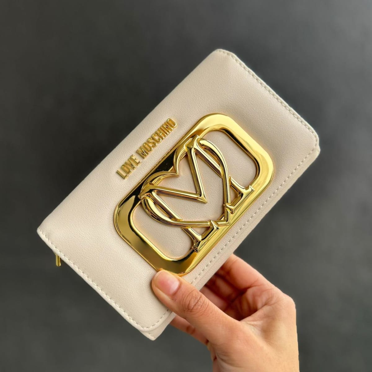 Billetera Love Moschino Beige
