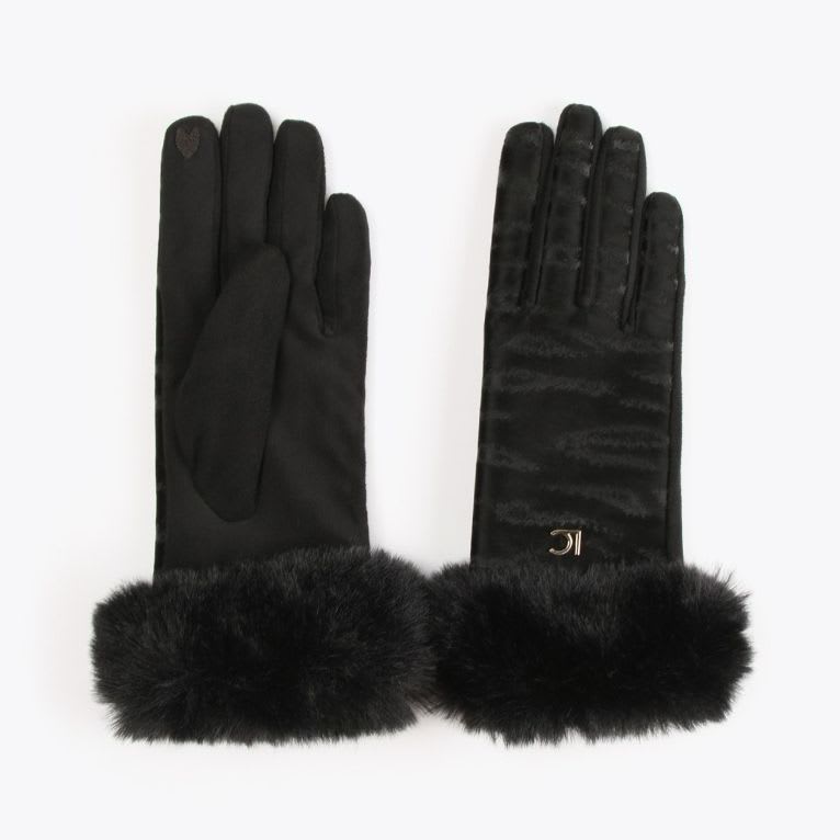 Guantes Lola Casademun Animal print Negros