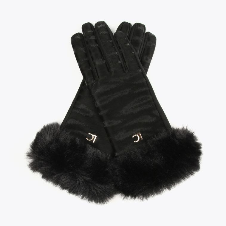 Guantes Lola Casademun Animal print Negros