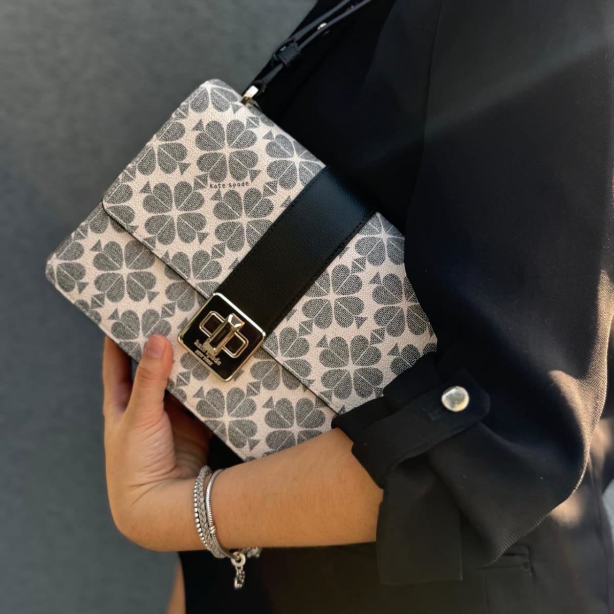 Cartera Kate Spade Flower / Clover Trefoil Cuero Azul