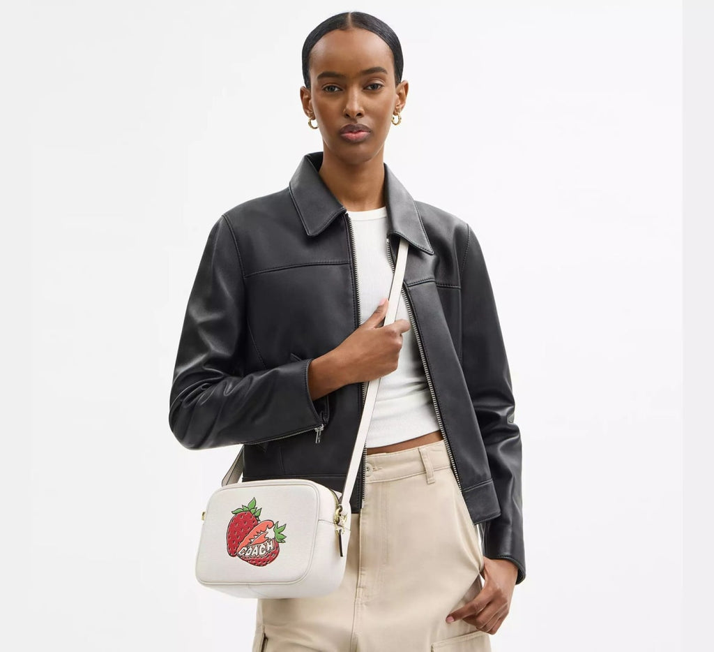 Cartera Coach rectangular Frutillas blancas