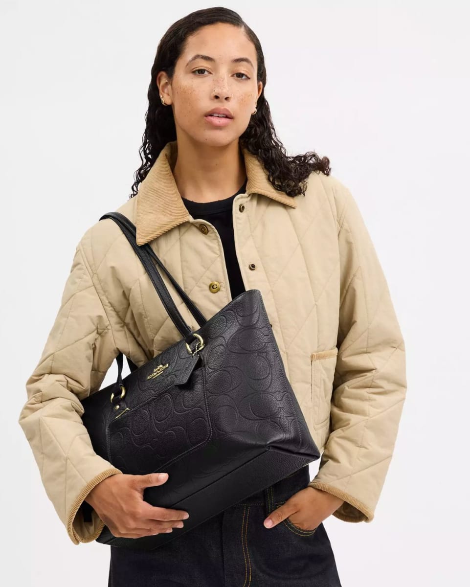 Cartera Coach Tote negro acolchado diseños Negro