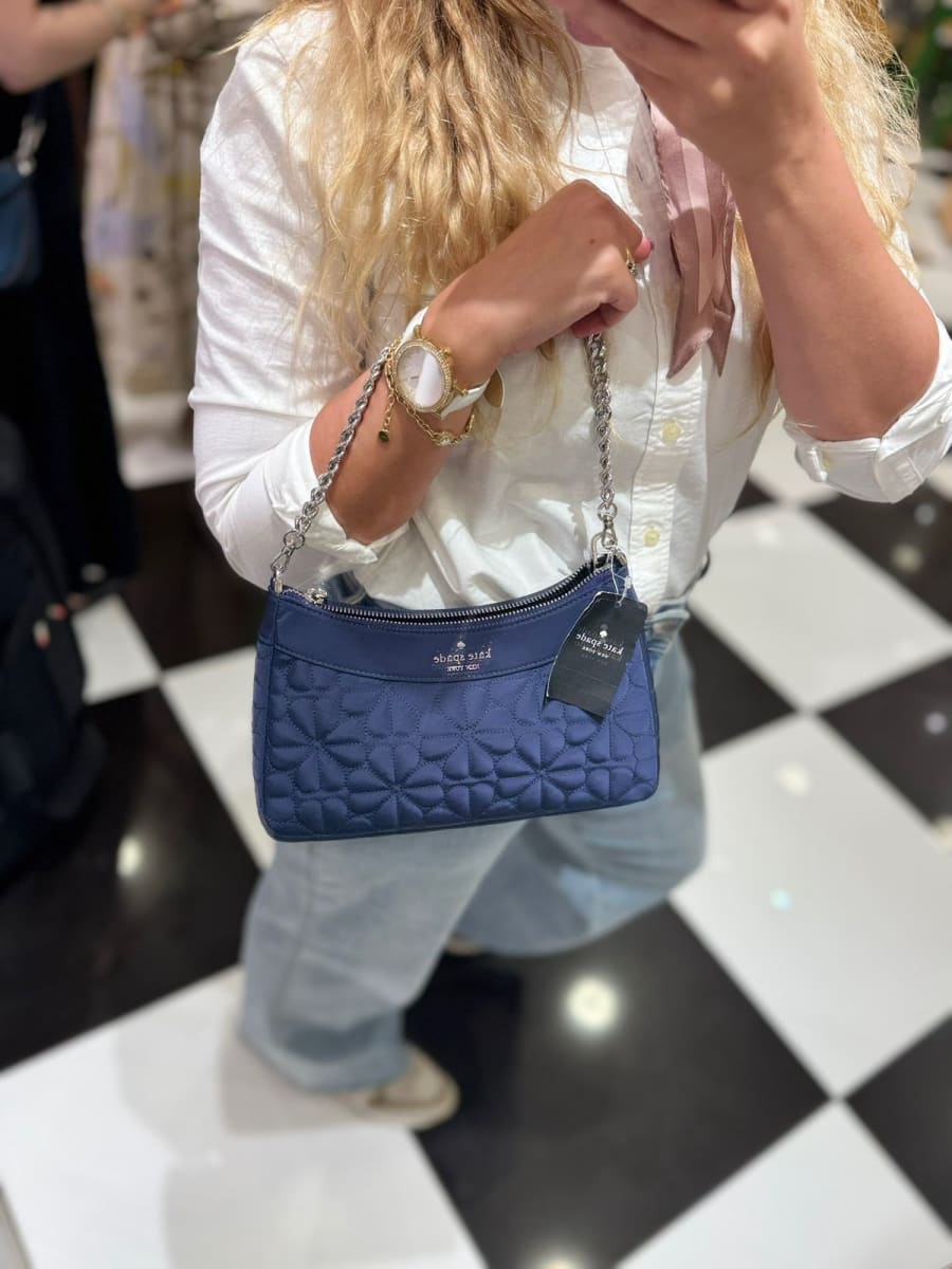 Cartera Kate Spade tela acolchada pequeña Azul