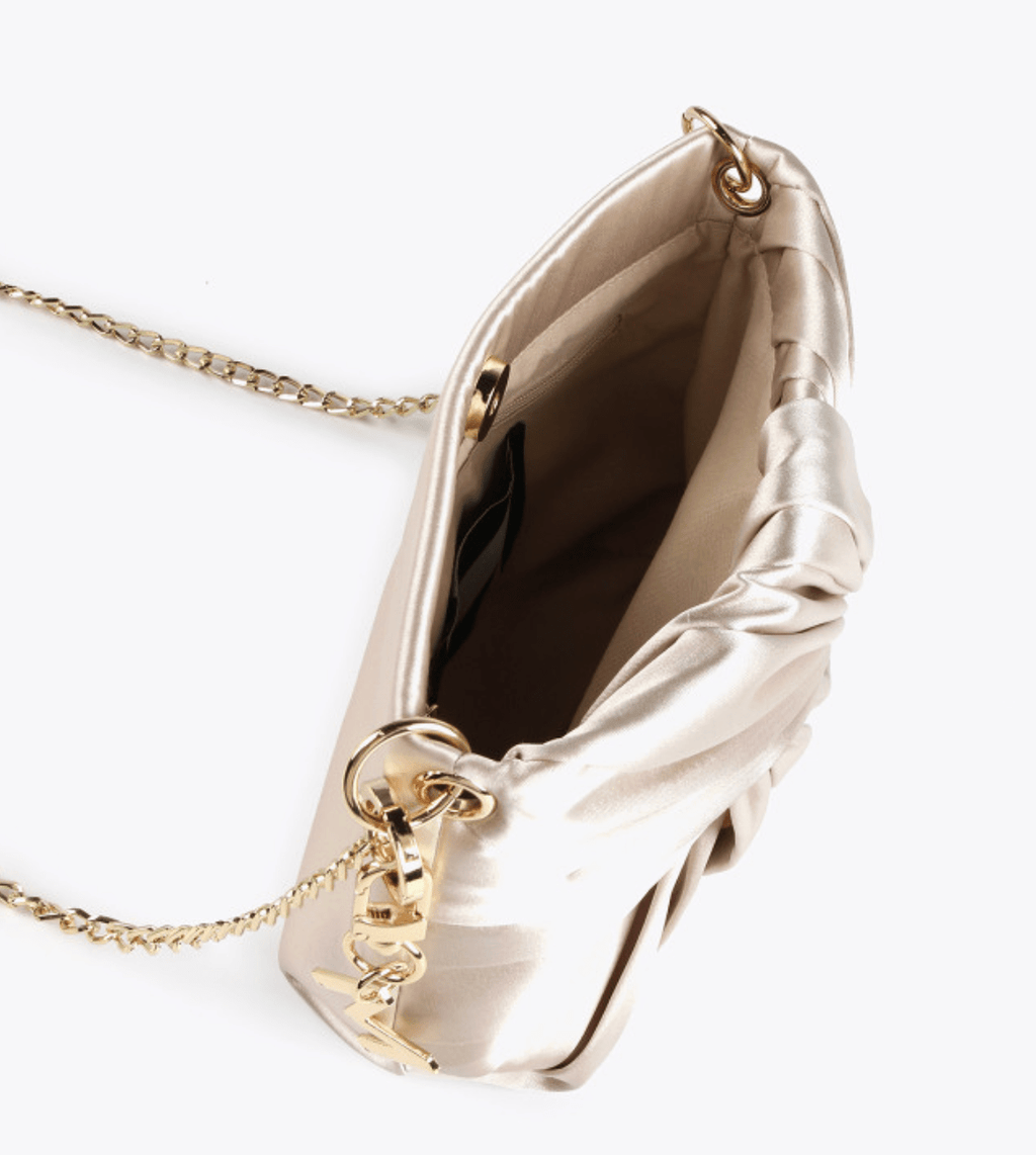 Cartera Lola Casademunt Lazo frontal Saten beige