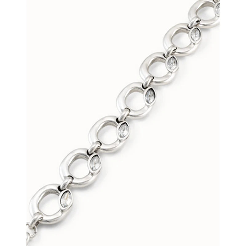 Pulsera uno de 50 Details con ovalos redondos y cristal celeste