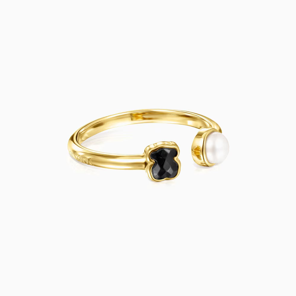 Anillo Tous de plata vermell con ónix y perla Glory N11