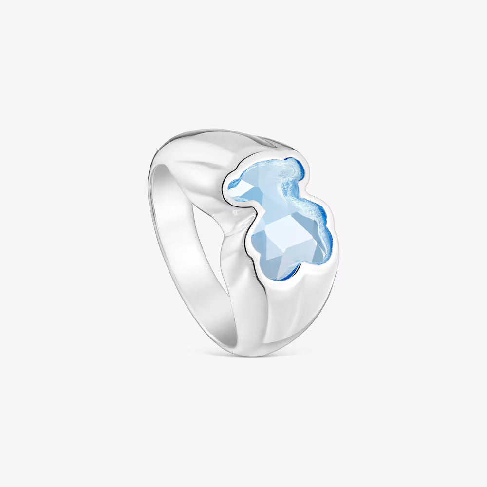 Anillo Tous mediano de plata y espinela azul creada en laboratorlo Icon Color LGG