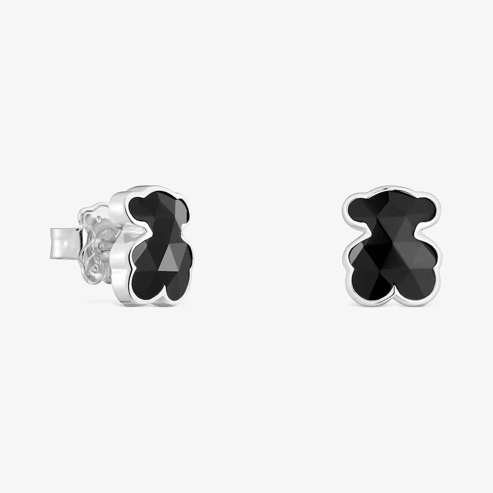 Aros Tous de Plata de Primera Ley para Mujer con Oso en Onix de 10mm