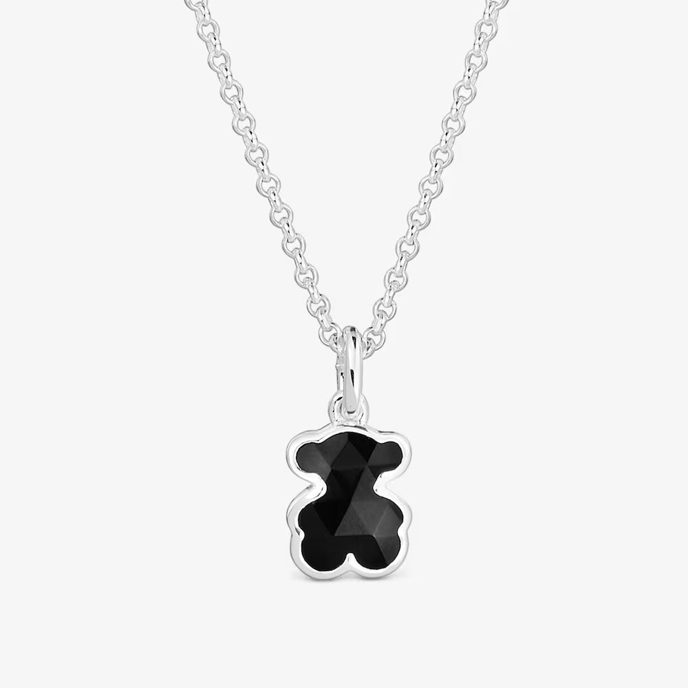 Collar Tous de plata у motivo oso en onix