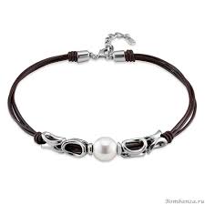 Collar Uno de 50 cuero con perla y detalles en plata