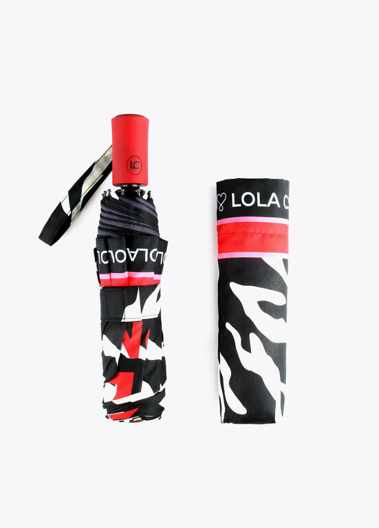 Paragua Lola Casademunt pequeño automático print cebra blanco y negro