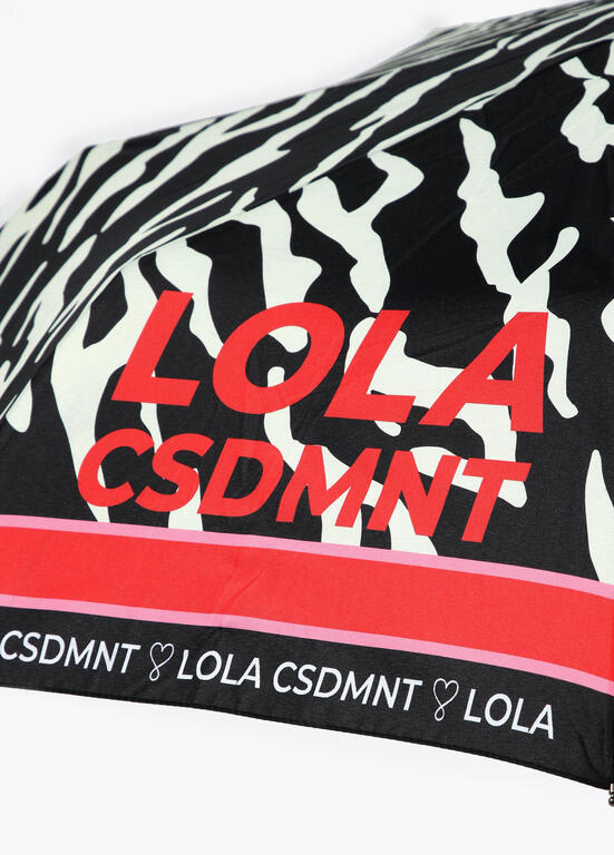 Paragua Lola Casademunt pequeño automático print cebra blanco y negro