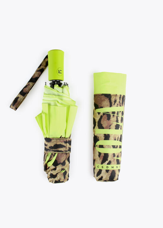 Paragua Lola Casademunt pequeño automatico animal print Verde