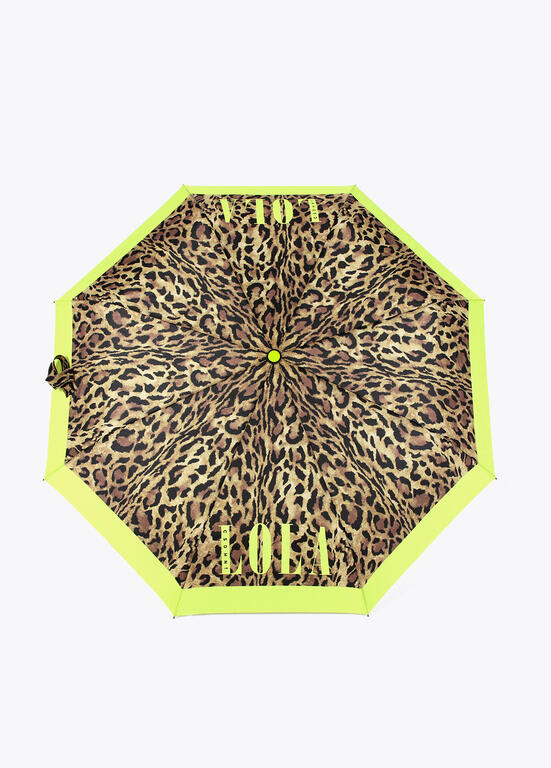 Paragua Lola Casademunt pequeño automatico animal print Verde