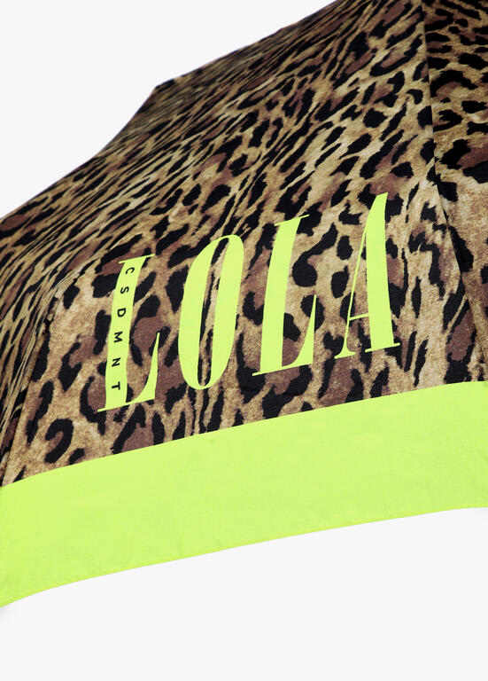 Paragua Lola Casademunt pequeño automatico animal print Verde