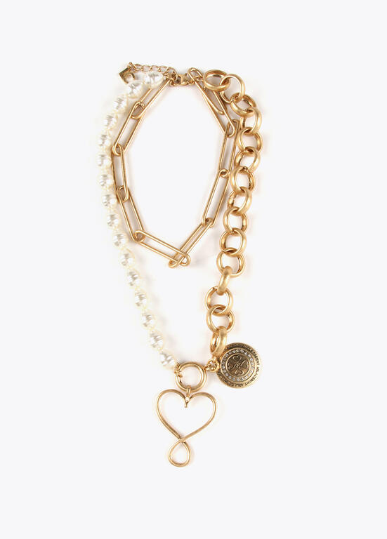 Collar Lola Casademunt doble combinado cadena y perlas charm