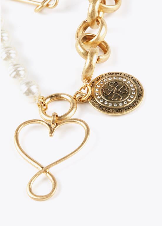 Collar Lola Casademunt doble combinado cadena y perlas charm