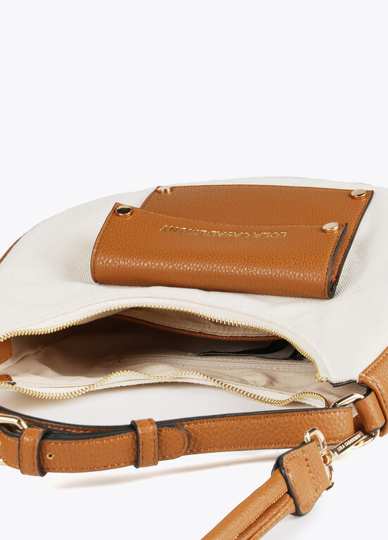 Cartera Lola Casademunt medialuna Tonos beige camel