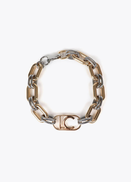 Collar Lola Casademunt eslabones bicolor logo ovalado