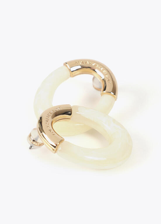 Aros Lola Casademunt ovalo Blanco - Dorado