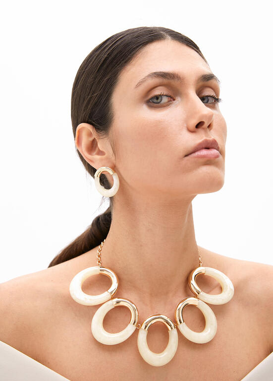 Collar Lola Casademunt ovalos combinados acrilico y metal