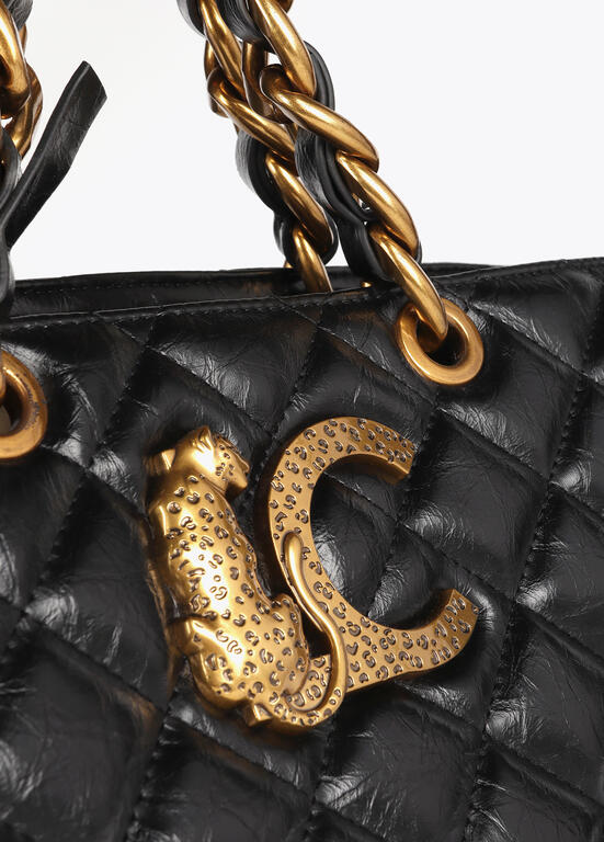 Bolso Lola Casademunt Shopper acolchado Efecto Piel Asa Cadena Negro