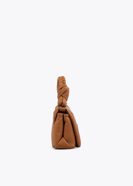 Cartera Lola Casademunt con solapa y nudo en asa camel