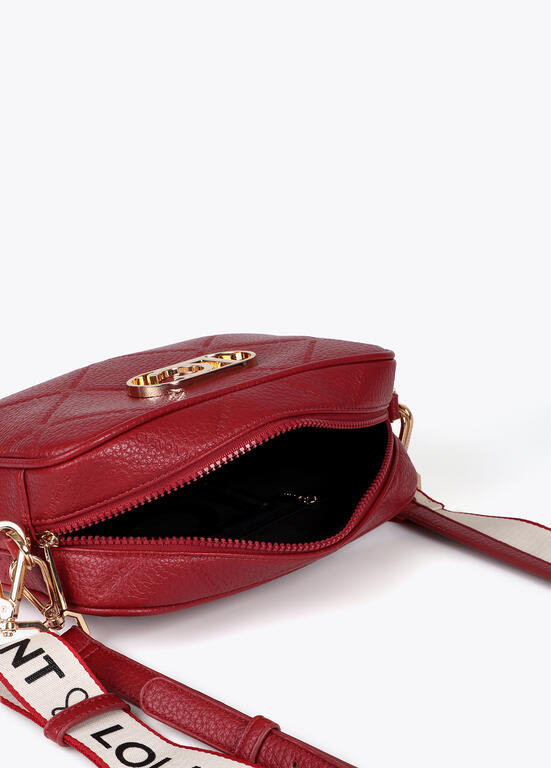 Cartera Lola Casademunt rombos logo ovalado rojo