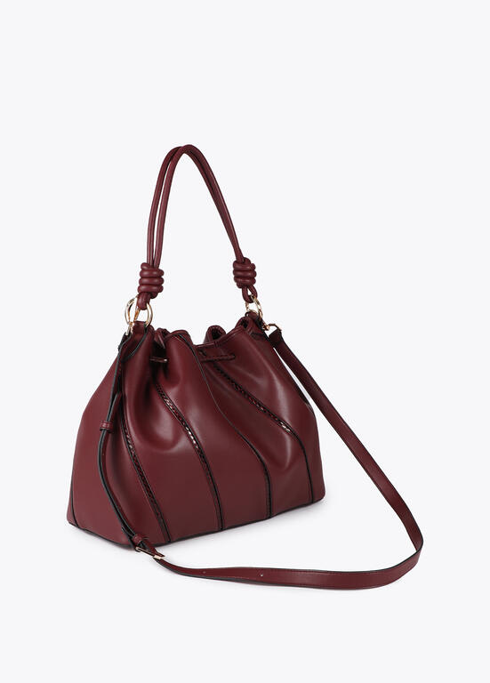 Cartera Lola Casademunt detalles en efecto piel serpiente Burdeo