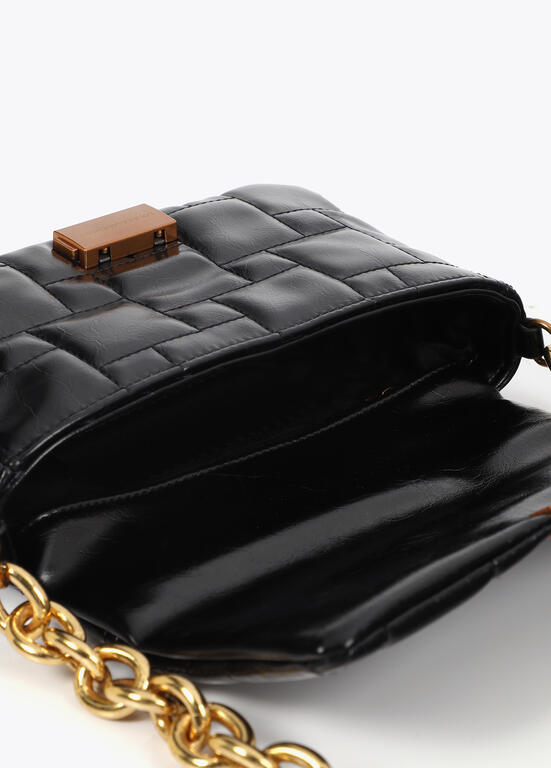 Cartera Lola Casademunt  acolchada a cuadritos Negro