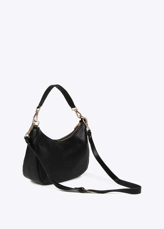 Cartera Lola Casademunt Shoulderbag media luna con ojales cuadrados Negro