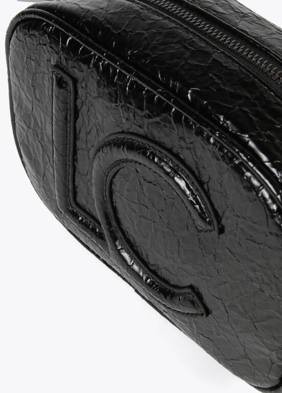 Cartera Lola Casademunt ovalada con logo relieve LC Negro Brillante