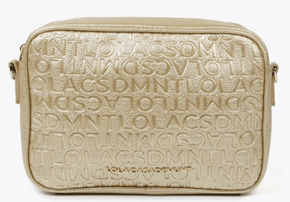 Cartera Lola Casademunt Bandolera grabado monograma efecto piel Dorado