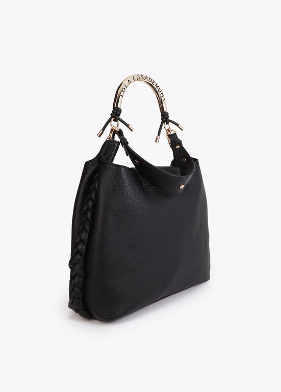 Cartera Lola Casademunt Grande asa metálica troquelada Negra 1981