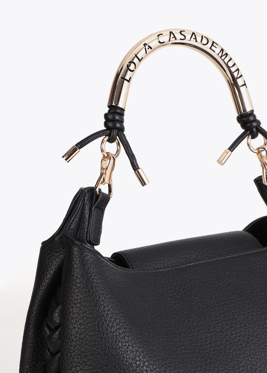 Cartera Lola Casademunt Grande asa metálica troquelada Negra 1981